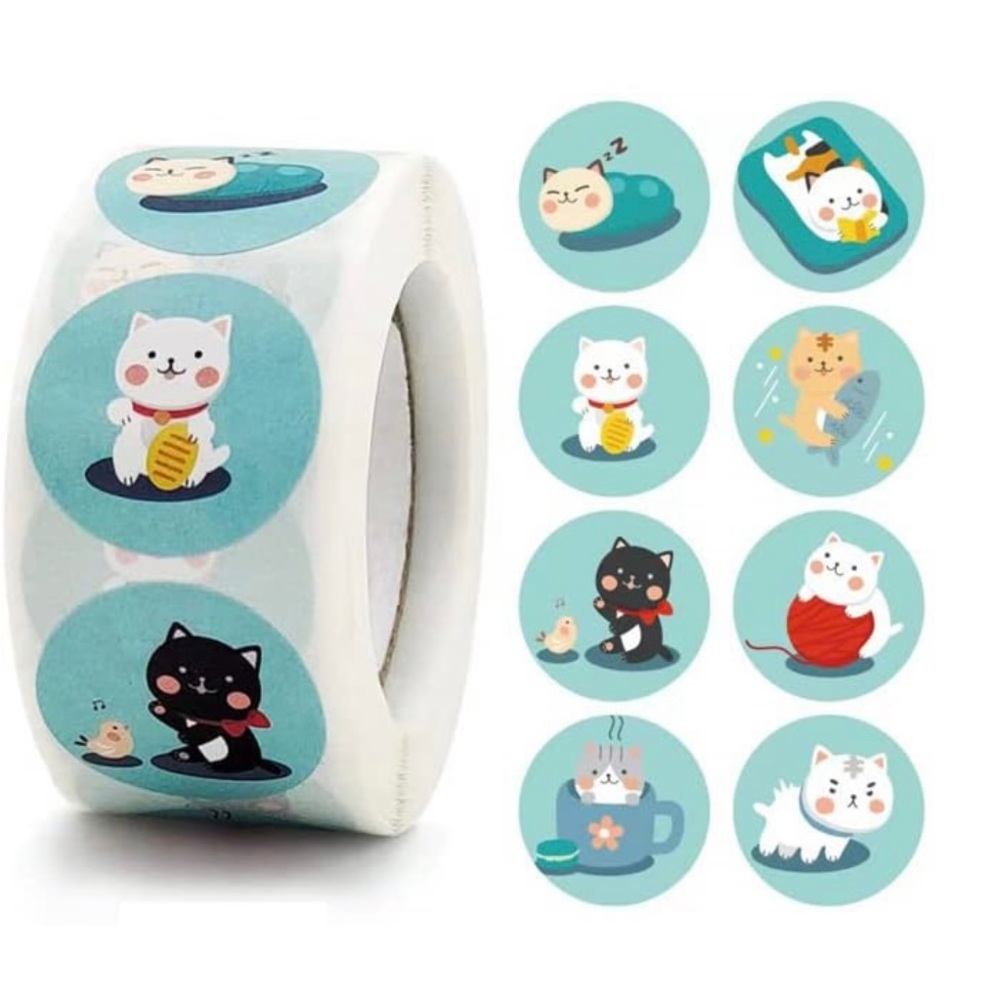 NWT Roll of Cat Kitten Stickers 500 pcs